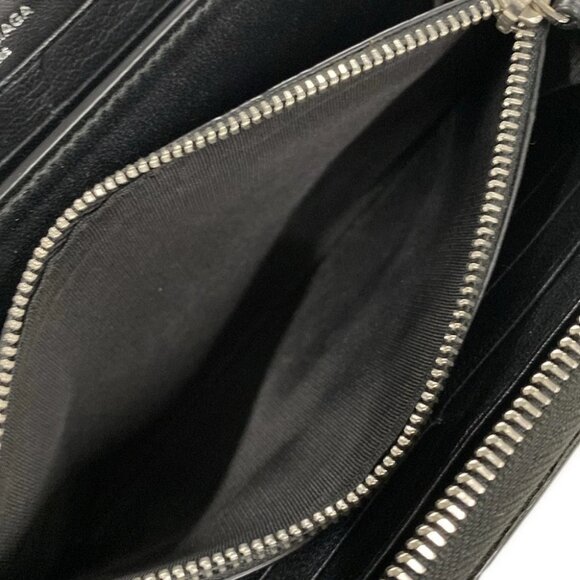 Auth BALENCIAGA Continental Zip Around 490625 Black Leather - Long Wallet - Picture 3 of 5